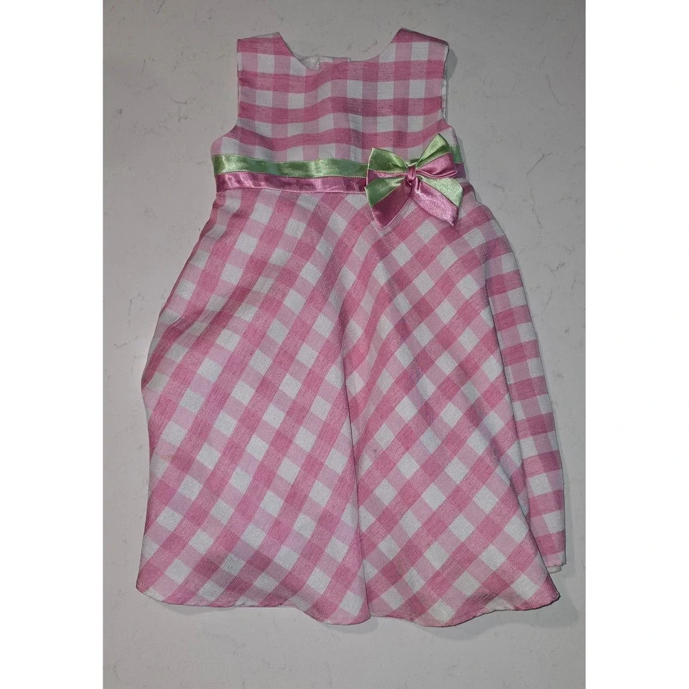 Pink Jubilee youngland Gingham Check Toddler Dress with Satin Bow 4T HOLT618205
